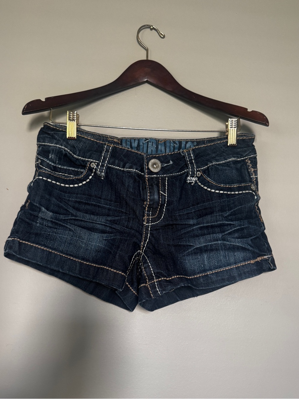 Hydraulic Y2K Low Rise Dark Wash Denim Shorts 5/6 Embroidered